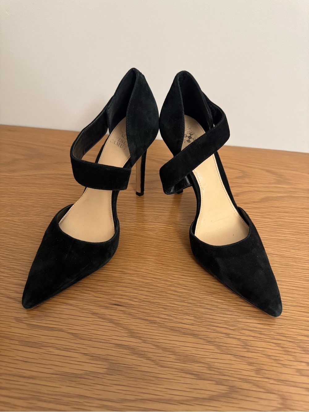 Vince Camuto Black Suede Pointed D'Orsay Stiletto Heels